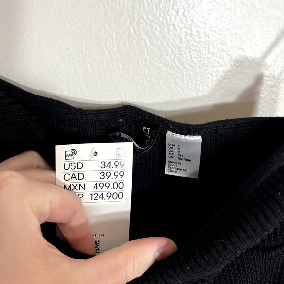 NWT Black Ribbed Strapless Dress - Picture 4 of 6